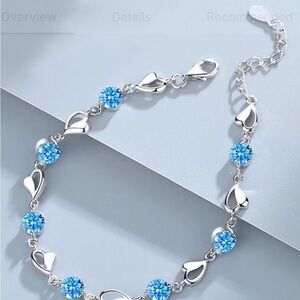 Elegant Silver and Blue Heart Bracelet